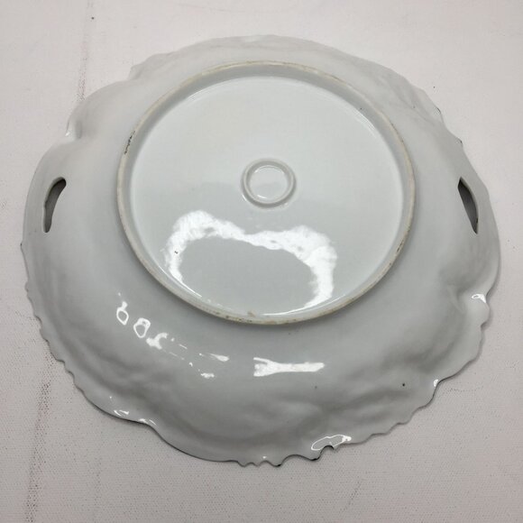 Vintage 10" Prussia Decorative Turquoise Floral Ceramic Plate Hanging White Pink - Picture 4 of 7